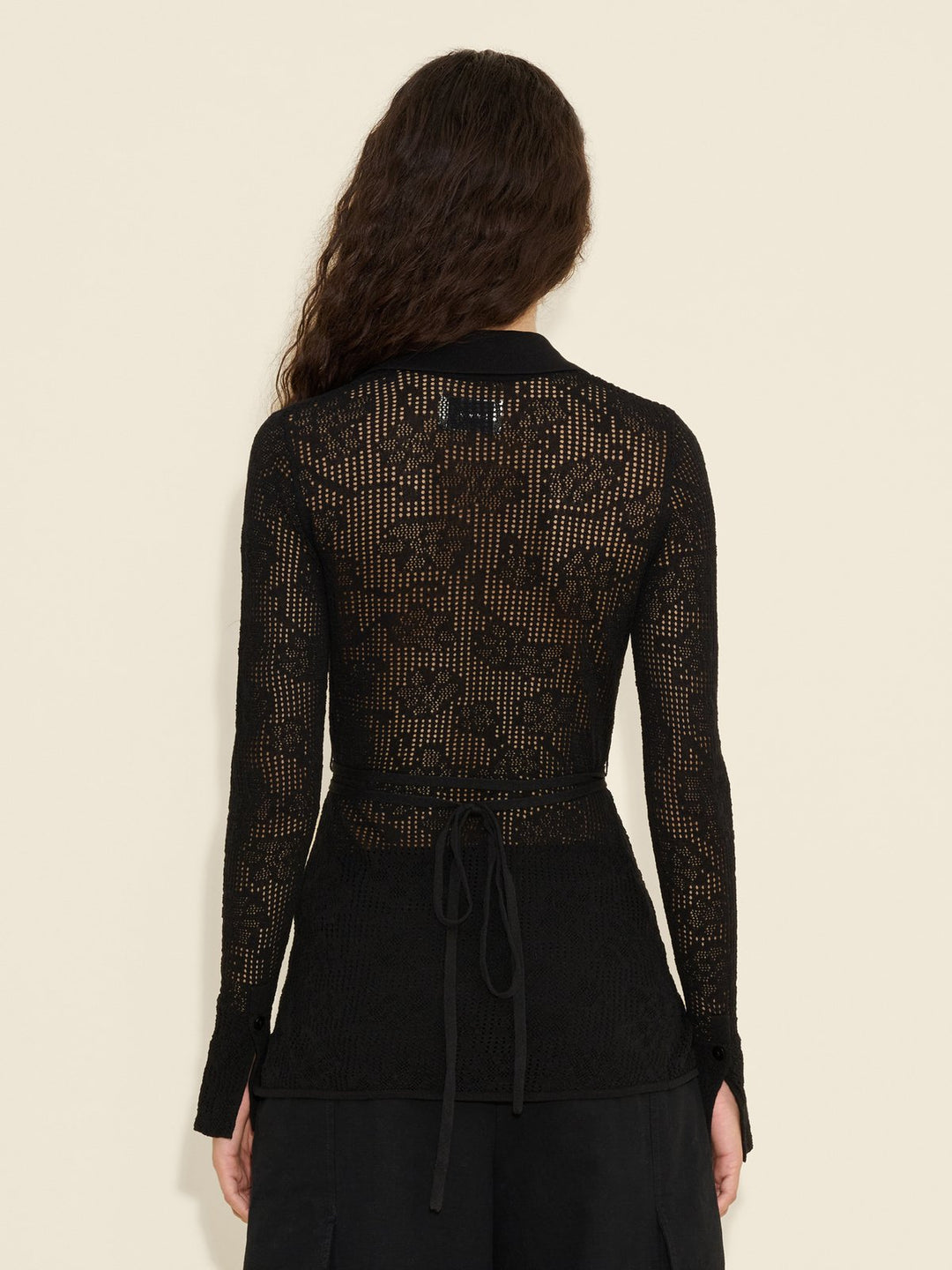 Lace Knit Shirt  Black