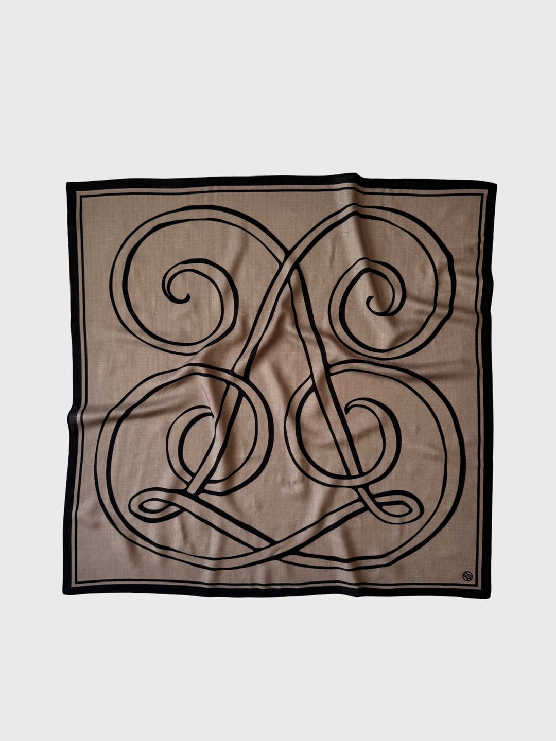 WOOL MONOGRAM SCARF  Taupe