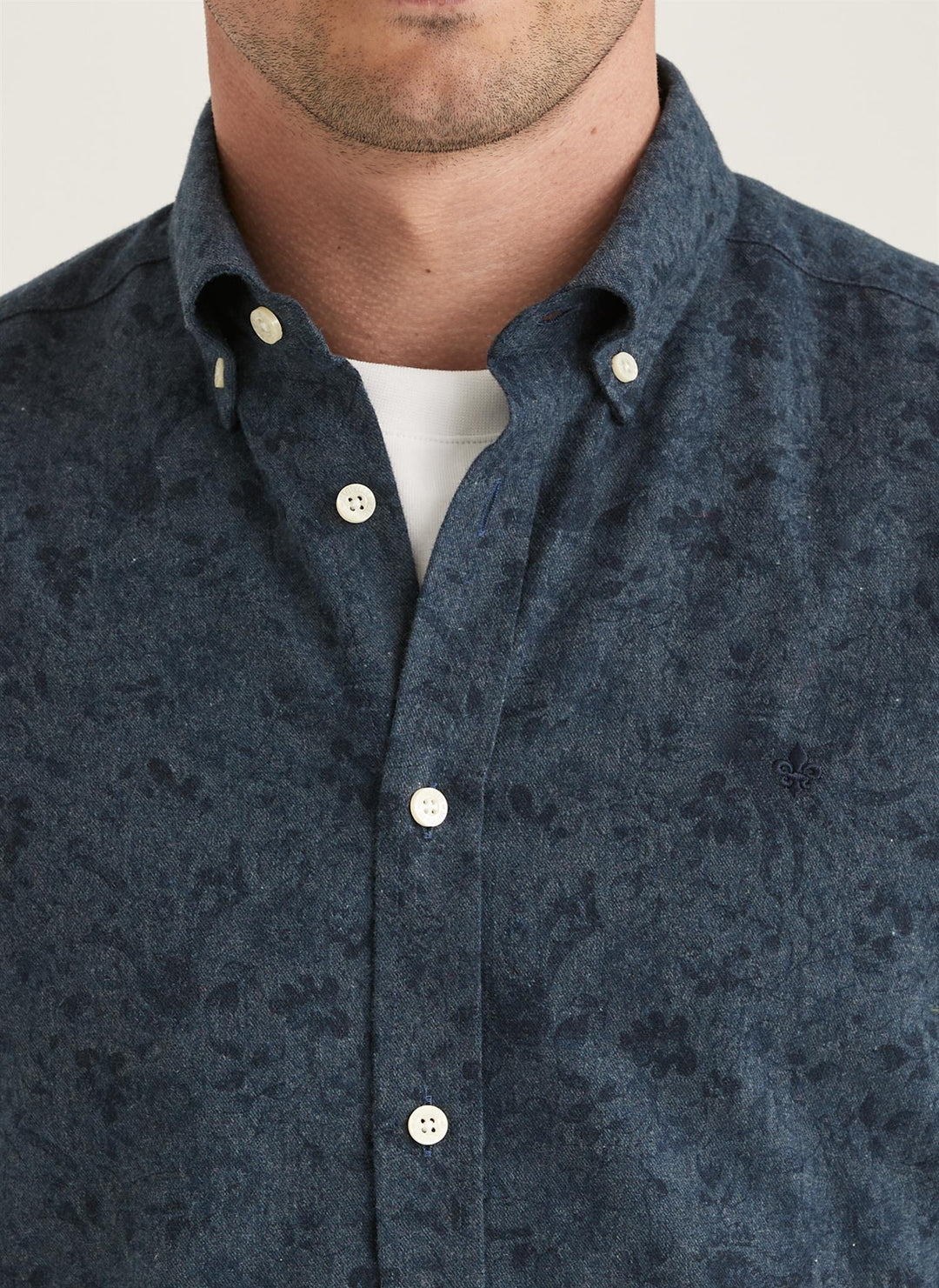 Flannel Printed Shirt-Slim Fit  Navy