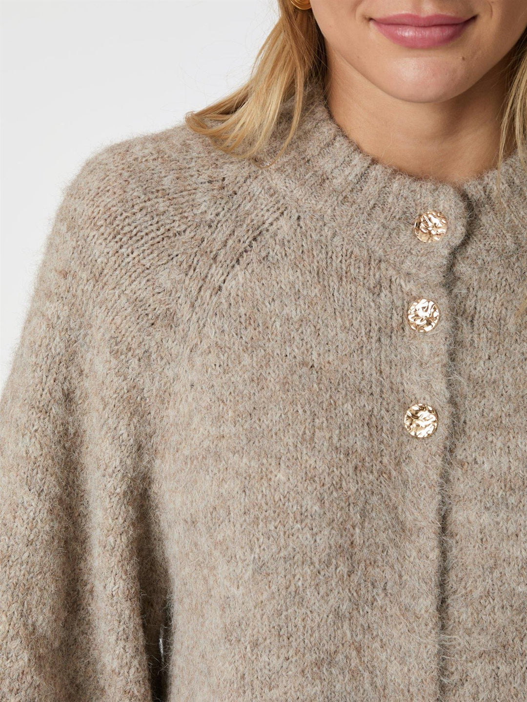 BENUTA FLUFFY KNIT CARDIGAN  Beige Melange