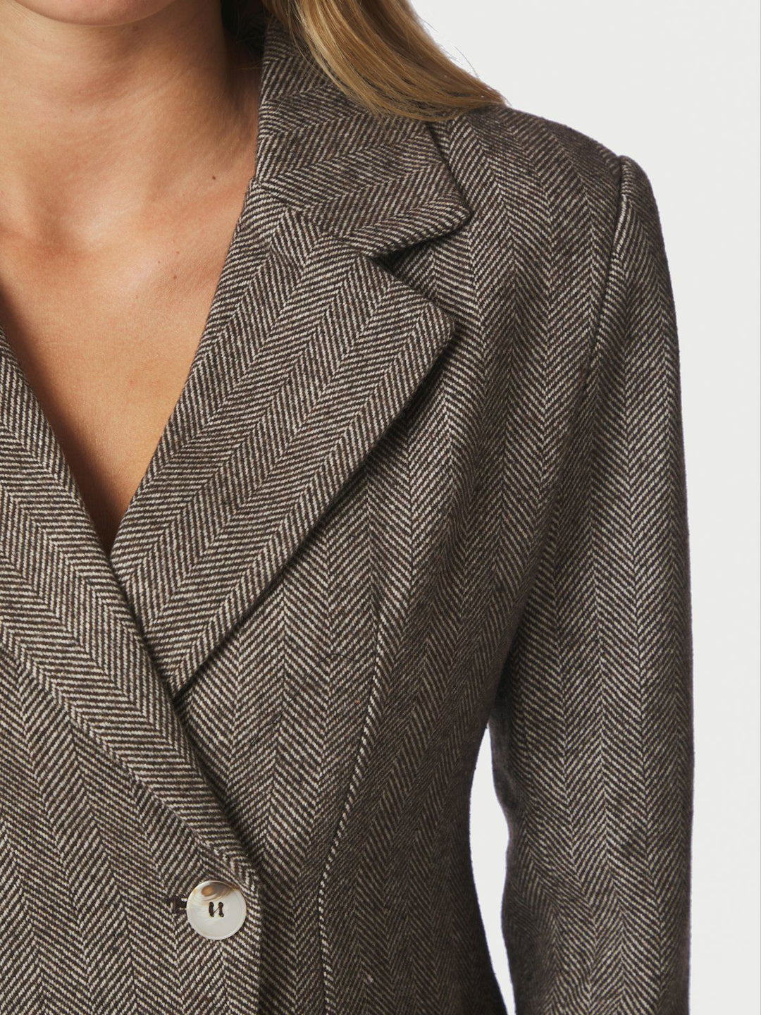 Valia Herringbone S Blazer  Dark Brown