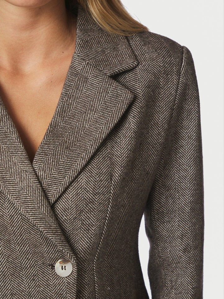 Valia Herringbone S Blazer  Dark Brown