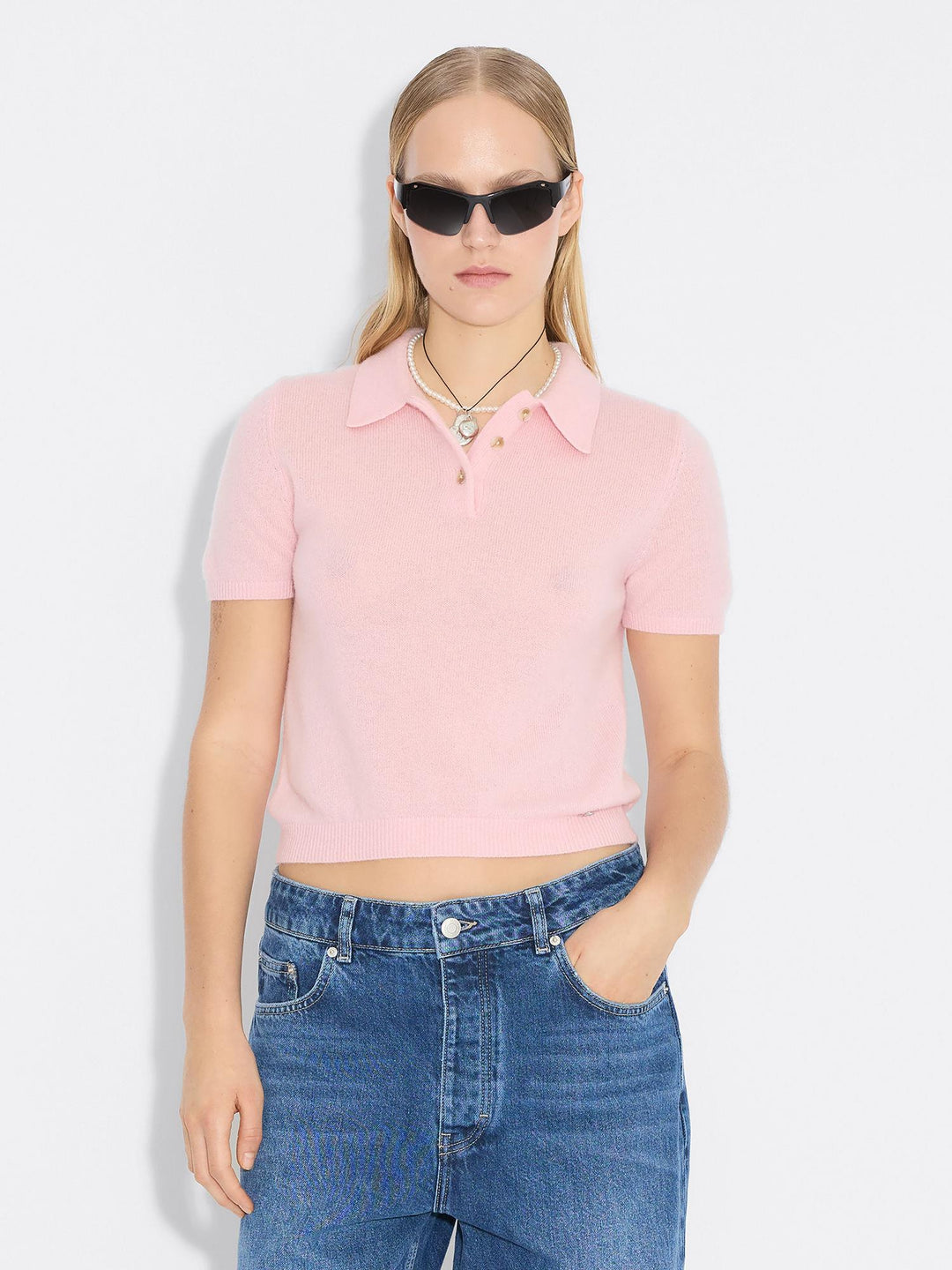 Cashmere Short Sleeve Polo 26-02  Pink