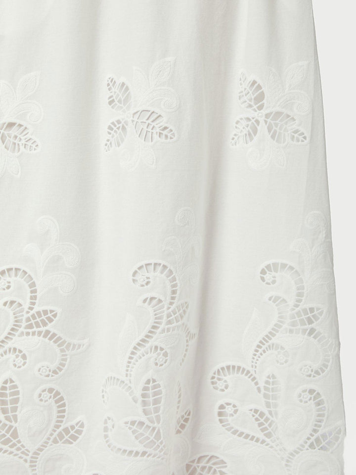 Yara Long Emb Skirt  White