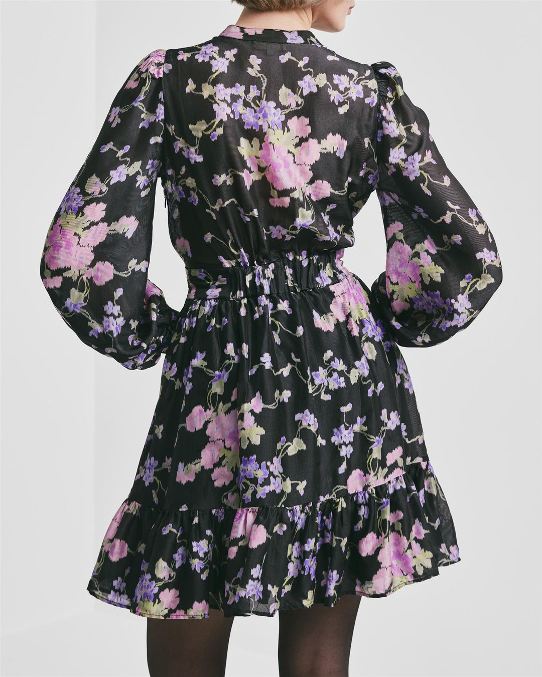 Striped Organza Flounce Dress  Midnight Viola