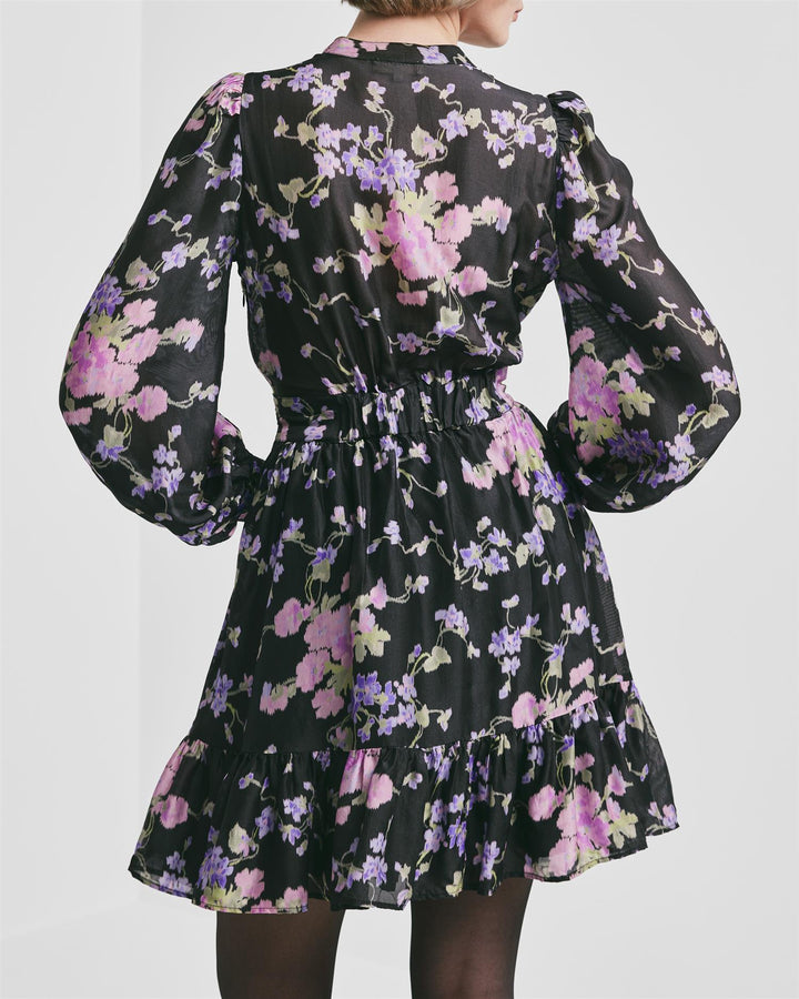 Striped Organza Flounce Dress  Midnight Viola