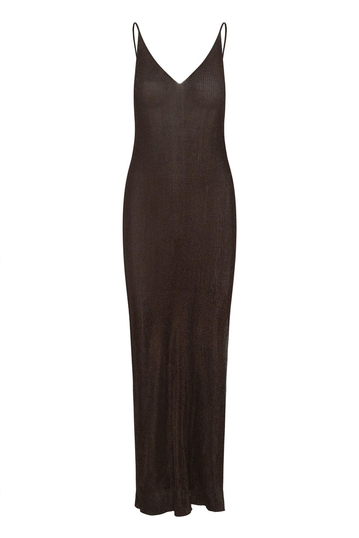 Silvi Singlet Dress  Deep Brown Metallic