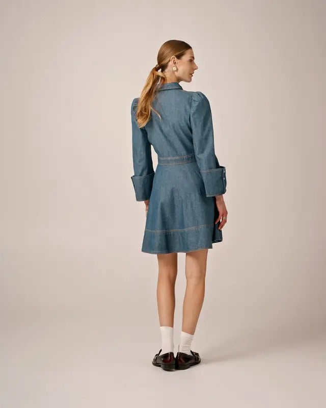DENIM MINI DRESS  Dark Blue
