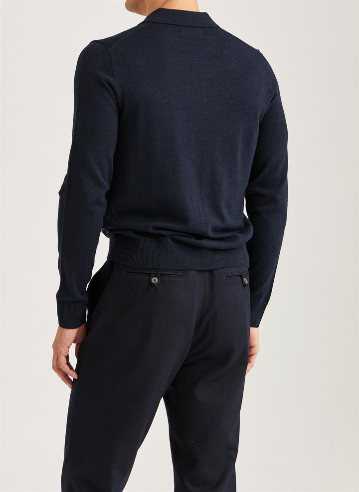 Merino Polo Knit  Navy