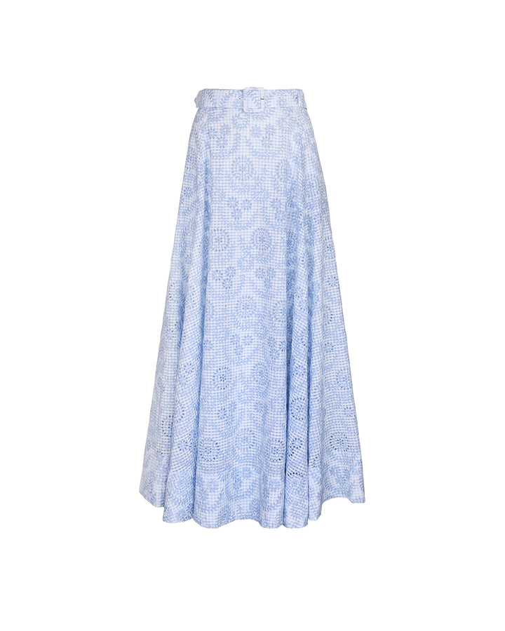 Checks Maxi Skirt  Light Blue