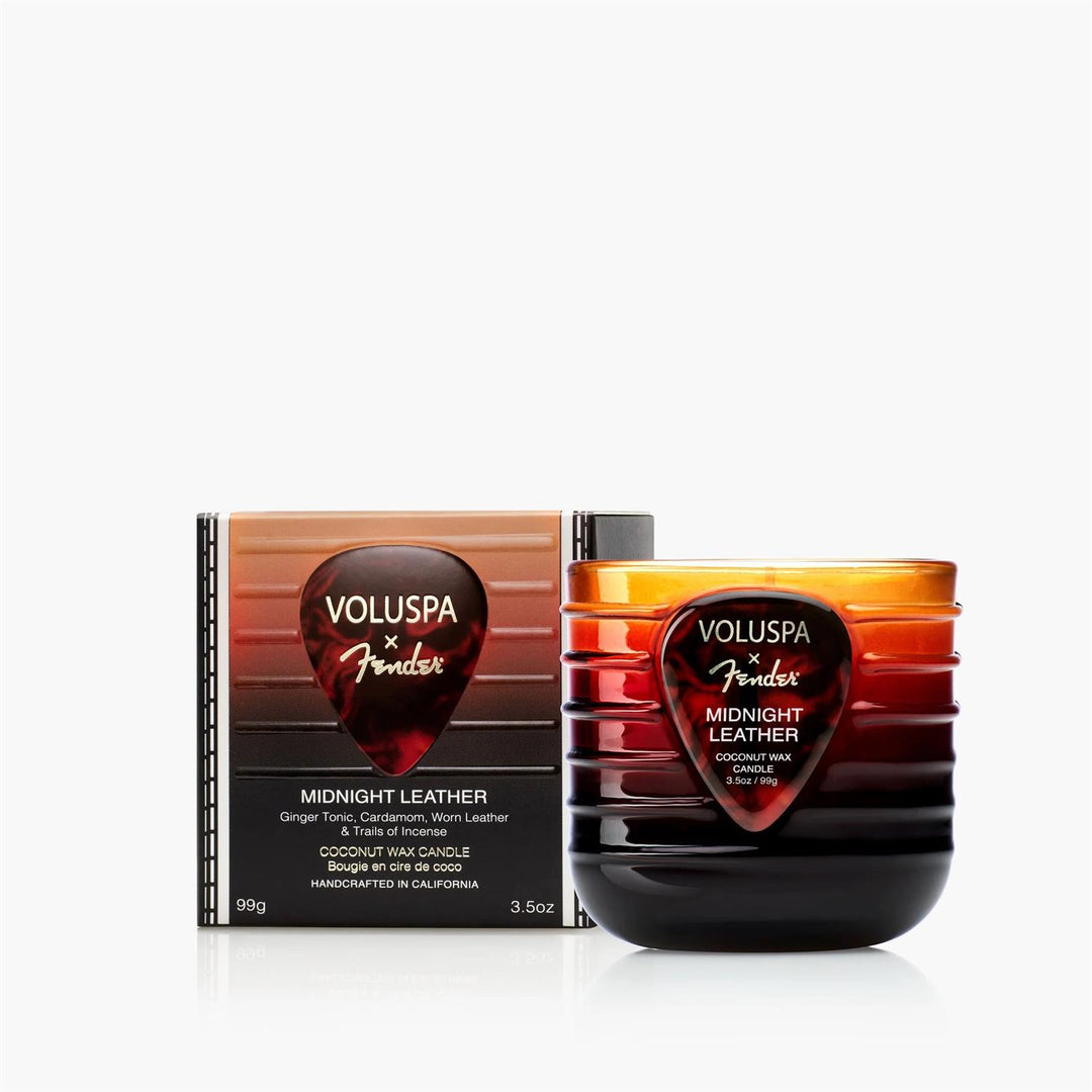 MIDNIGHT LEATHER PEDESTAL CANDLE  Midninght Leather