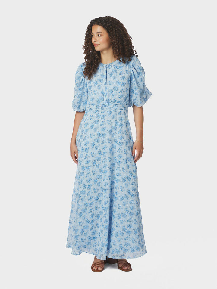Kikka Chiffon Flower Dress  Light Blue