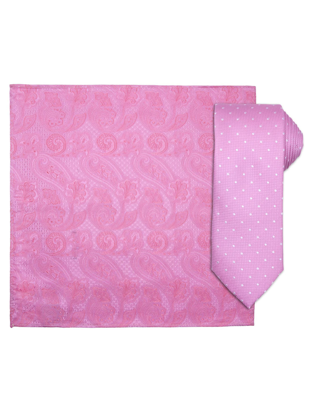 Santi silkeslips+lommetørkle mønstret  Rosa