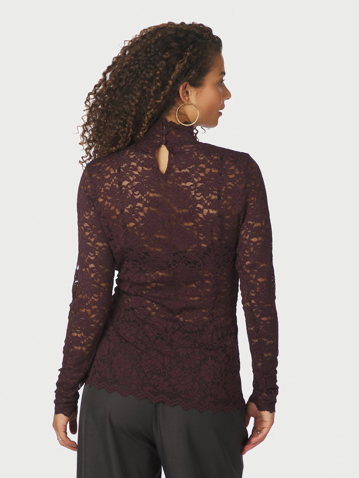 Liza Laceflower Blouse  Burgundy