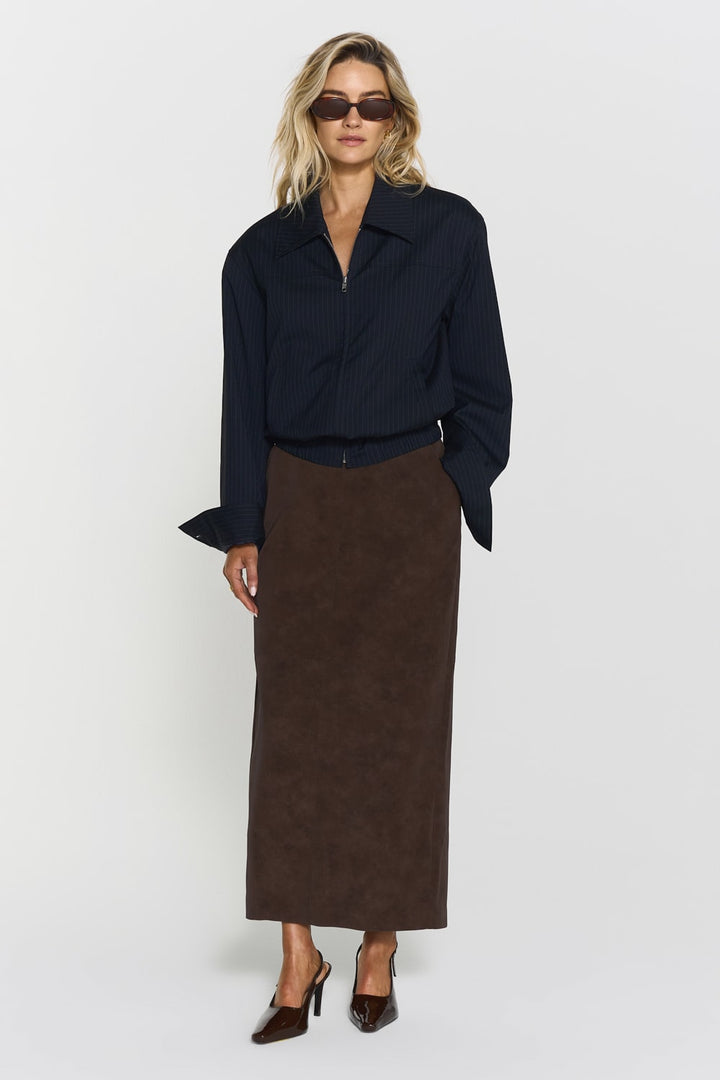 Yara Faux Suede Skirt  Mocha Brown