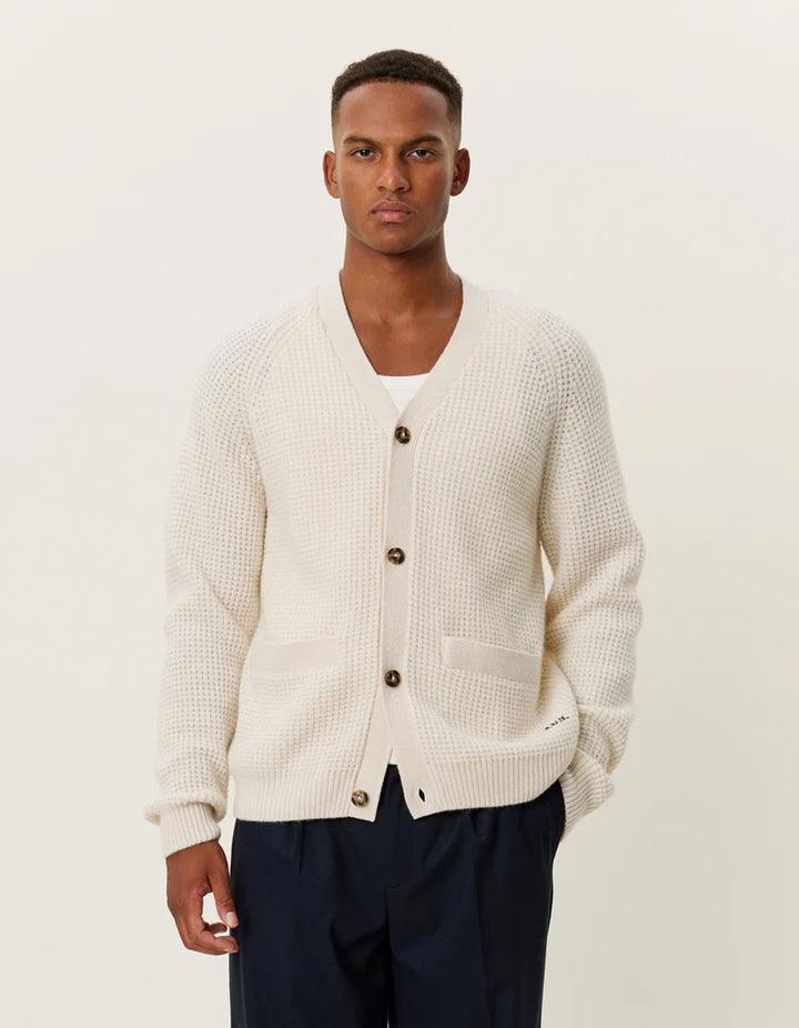 Grady Waffle Cardigan  Ivory