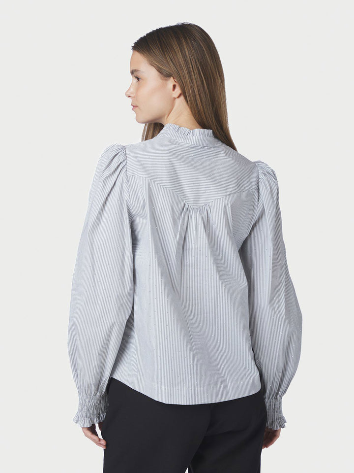 Astrida Stripe Stone Blouse  White