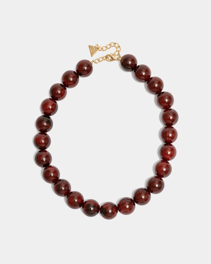 Bold Pearl Necklace Burgunder