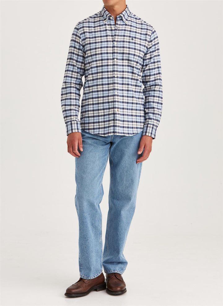 Flannel Check Shirt-Slim Fit  Light Blue