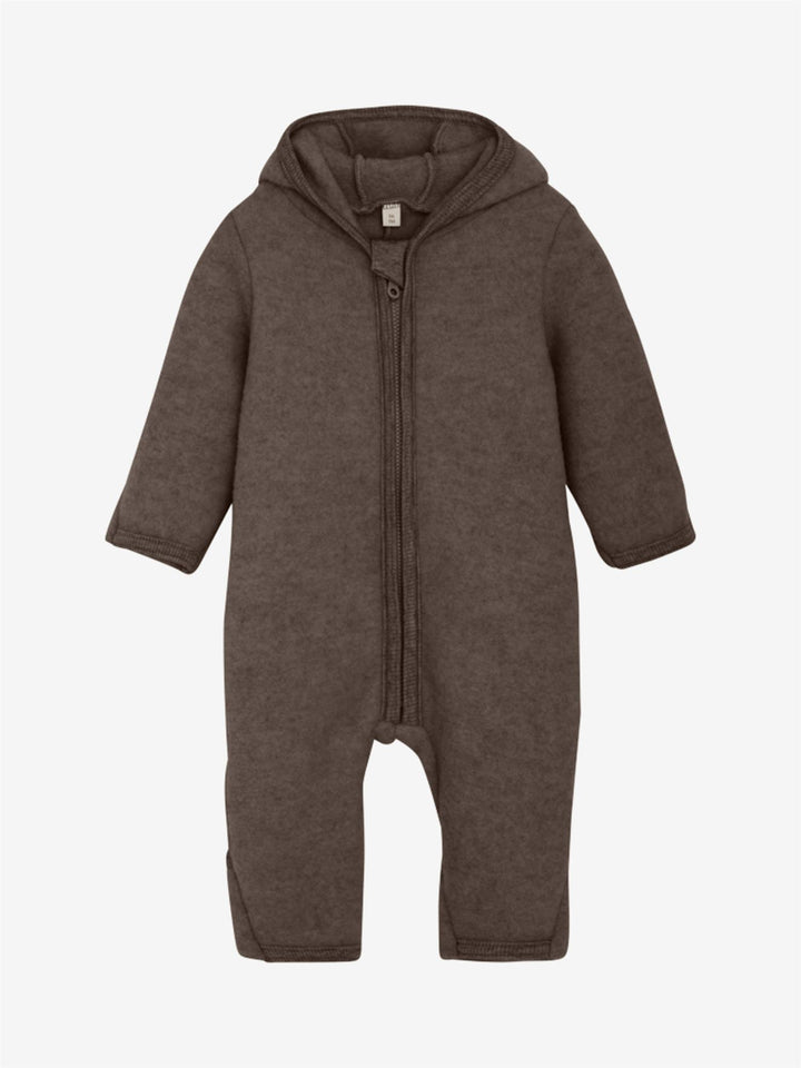 Pram Suit Ears Wool Fleece (S)  Brown Melange