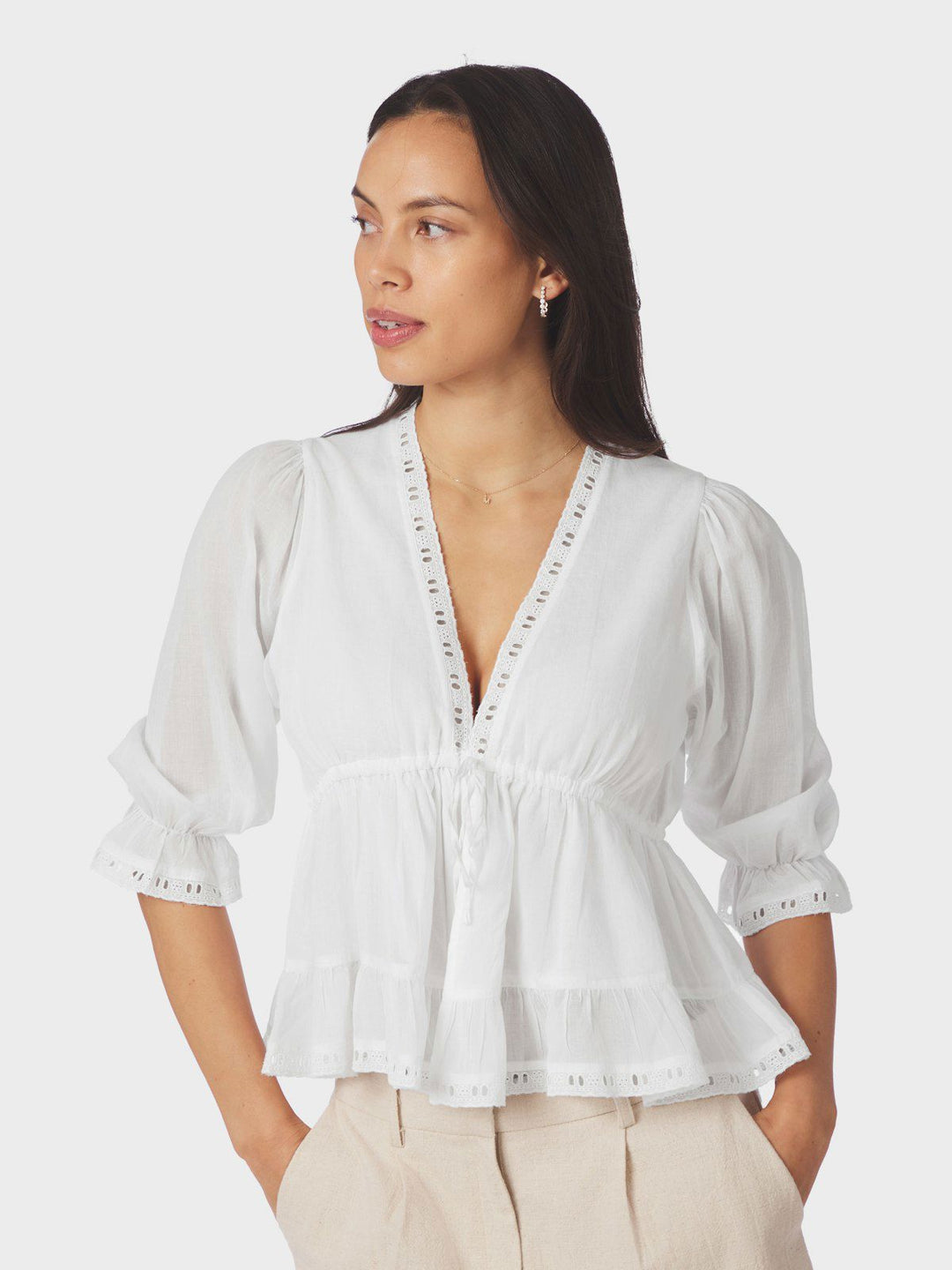 Adelia S Voile Blouse  White