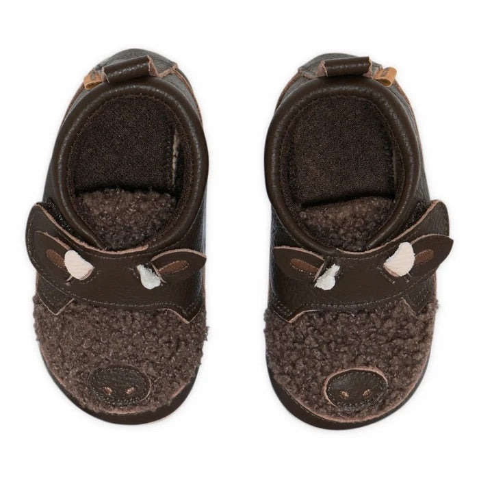 Buffalo leather slippers  Dark Brown
