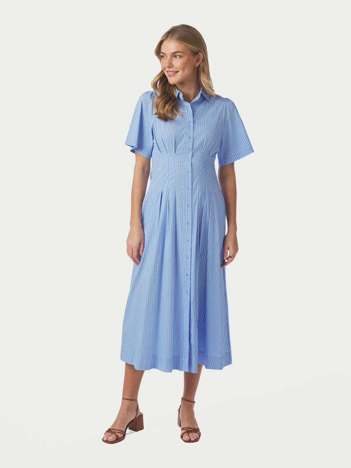 Baia Stripe Poplin Dress  Light Blue