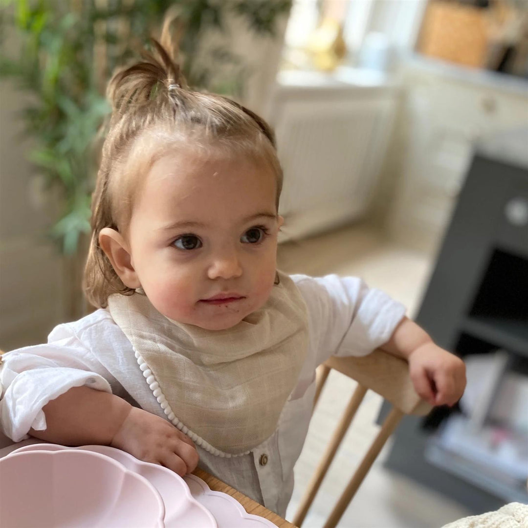 Pom Pom Textile Bib  Sand