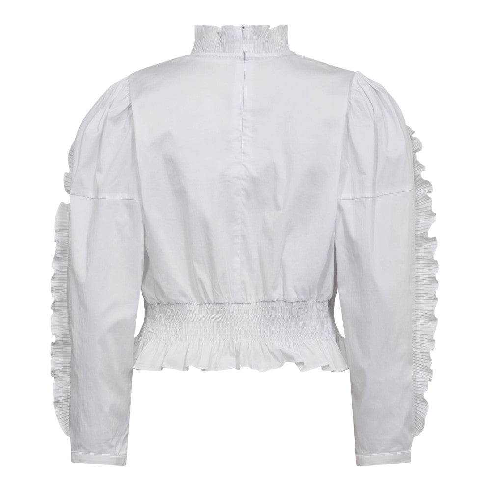 SannaCC Ruffle Smock Blouse  White