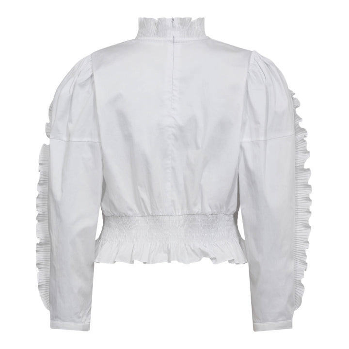 SannaCC Ruffle Smock Blouse  White