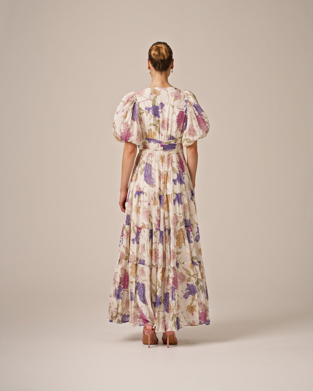 Chiffon Midi Dress  Flower Garden