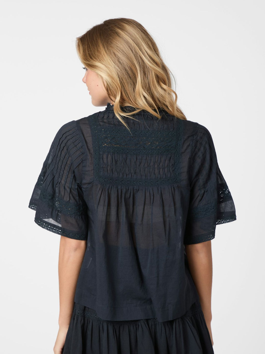 SIAMA S VOILE BLOUSE  Navy