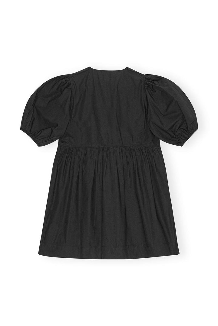 Cotton Poplin Tie String Mini Dress  Black