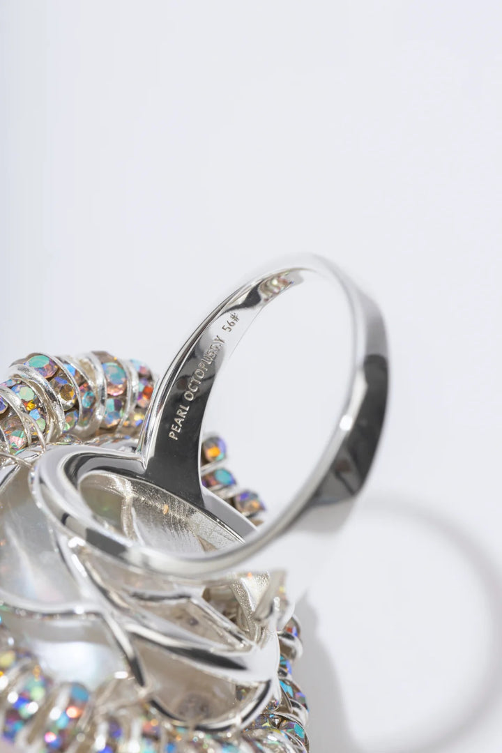 Baroque Dimond Ring  Silver