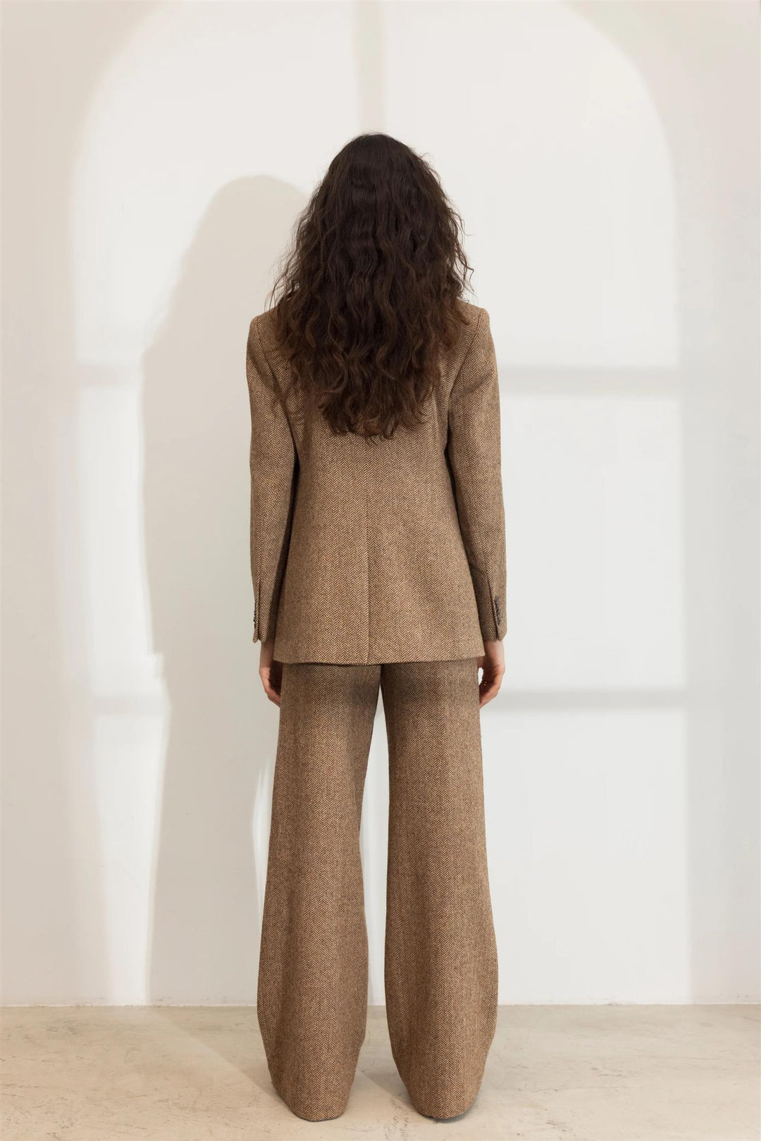 Abby Herringbone Blazer  Cognac Herringbone