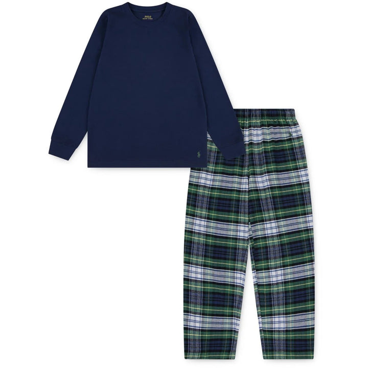 RLB L/S TEE & WOVEN PANT SET  White Gordon Plaid