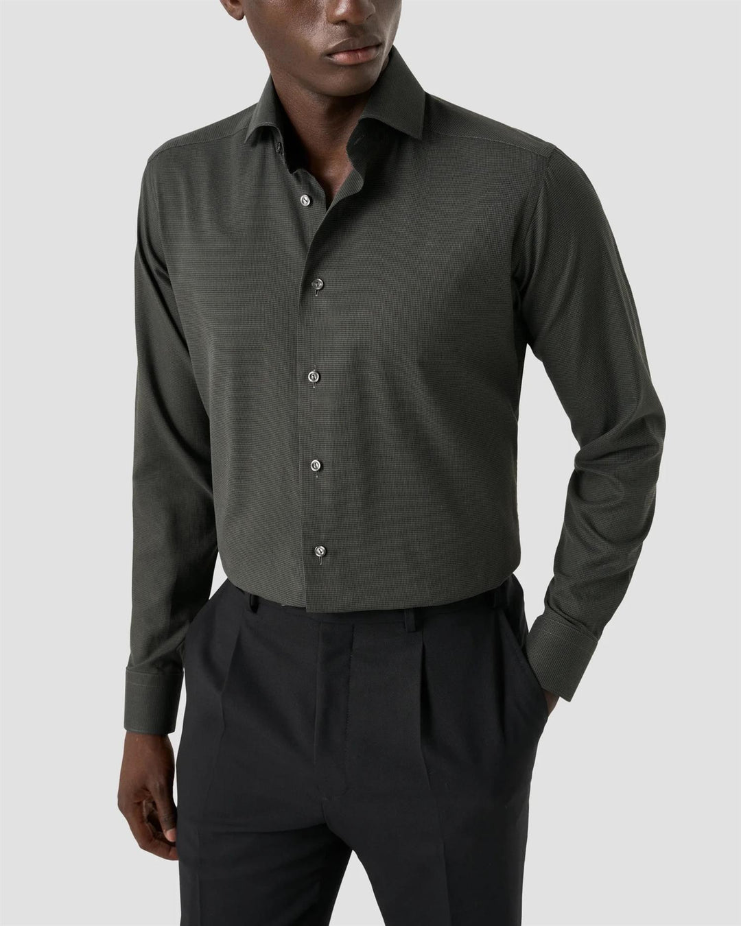 Micro Check Signature Flannel Shirt  Dark Green