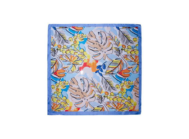 Skjerf m/blader 70x70  Blå