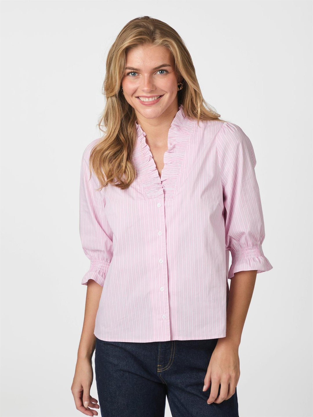 Briony Twin stripes Blouse  Light Pink