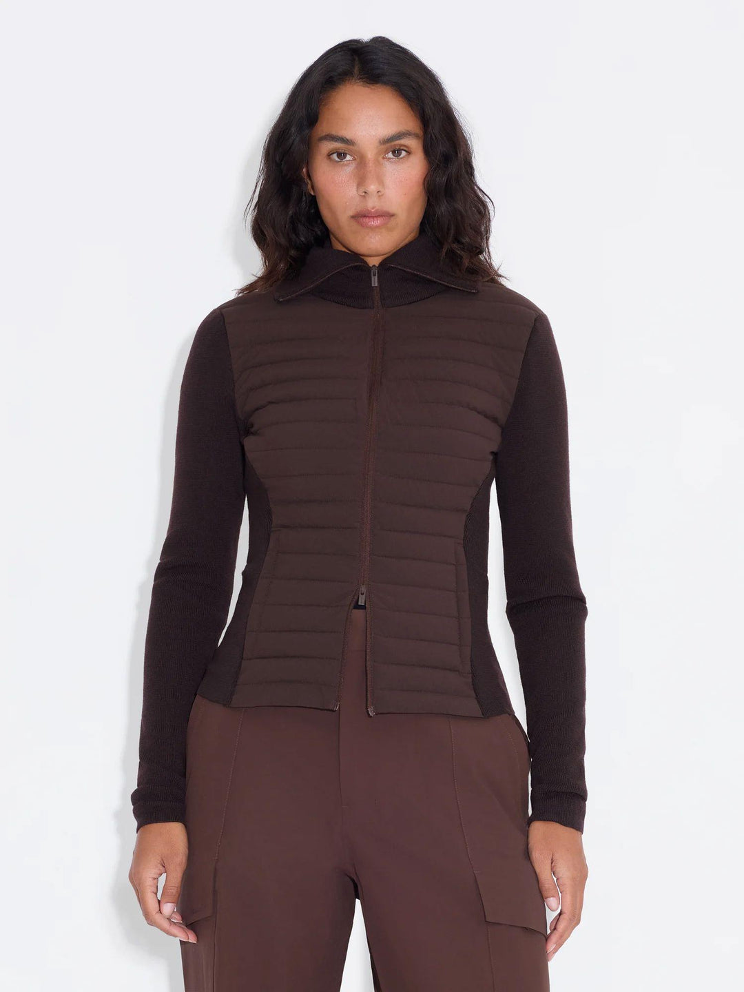 Lindsey Padded Knit Jacket Brown