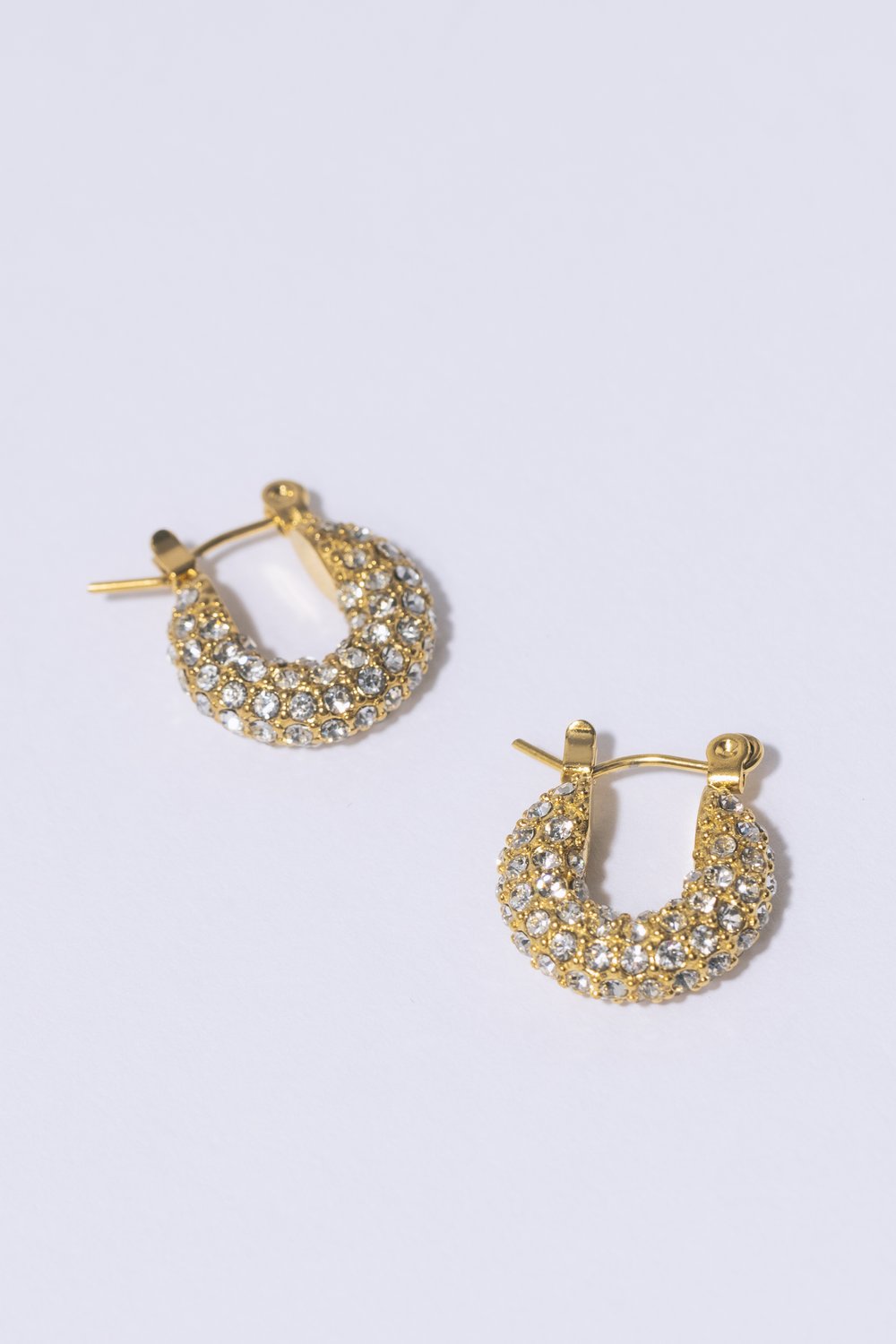 TINY DIAMOND HOOPS  Gold