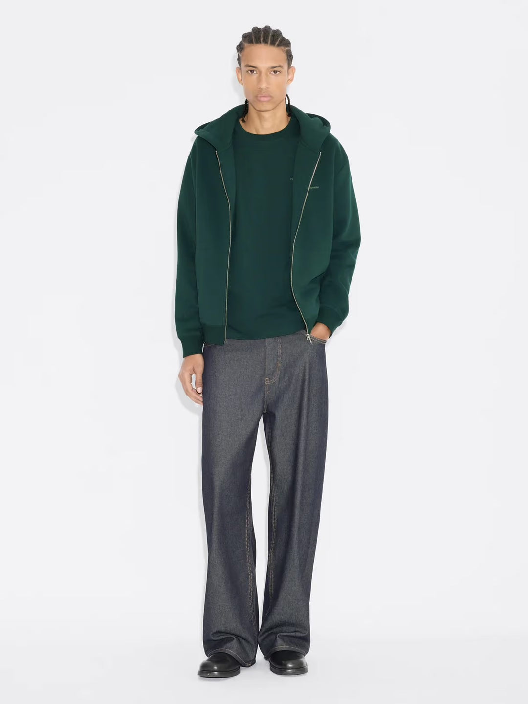 Andrew Zip-Up Hoodie  Dk Green (Scarab)