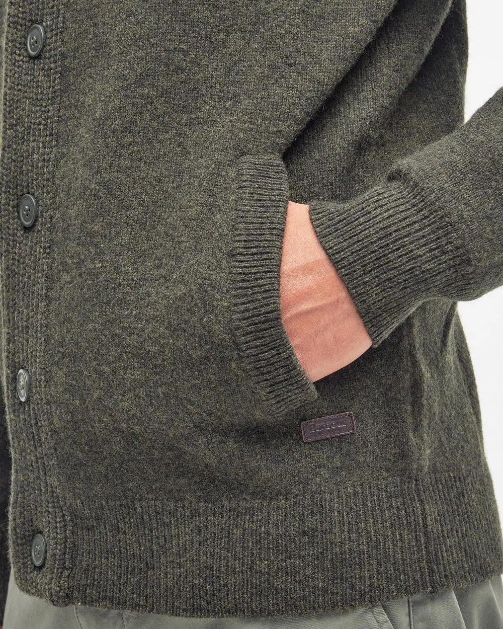 Essent Patch Zip Through Knitted Jumper  Seaweed