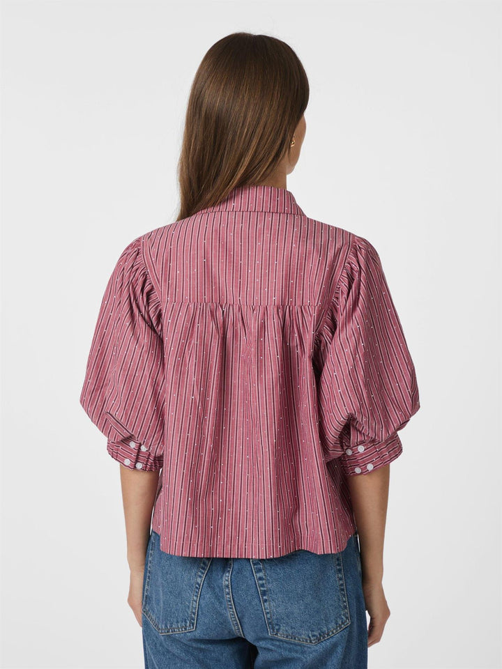 Etta Soft Stripe Stone Shirt  Dark Rose