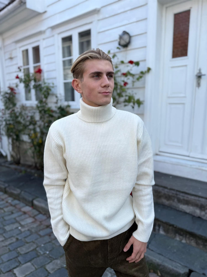 Eddie Wool Rib Rollneck Knit  Ivory