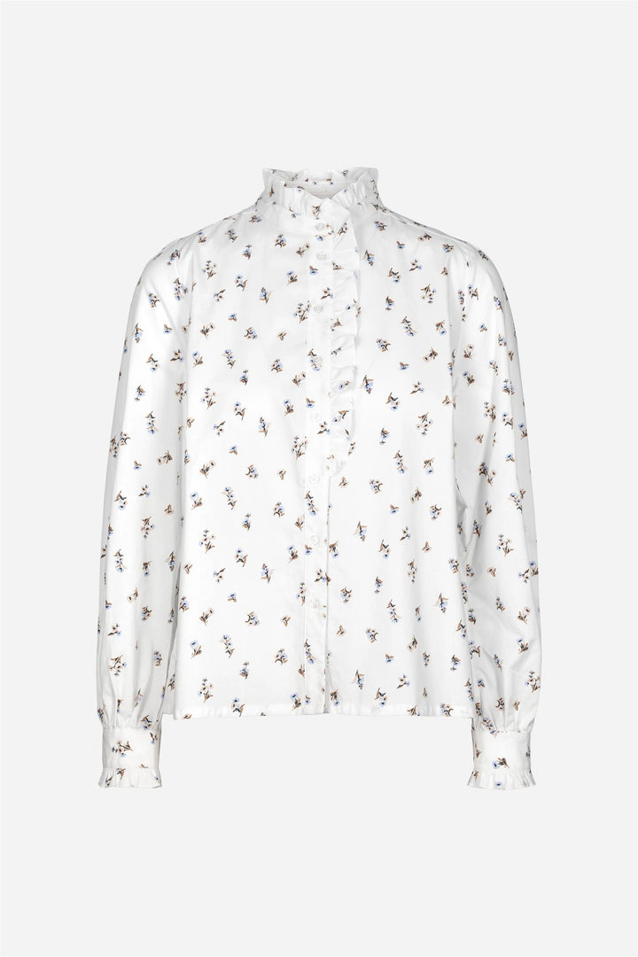 Emily Blouse  White Anemone Print