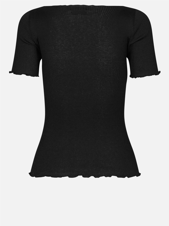 Silk boat neck t-shirt  Black