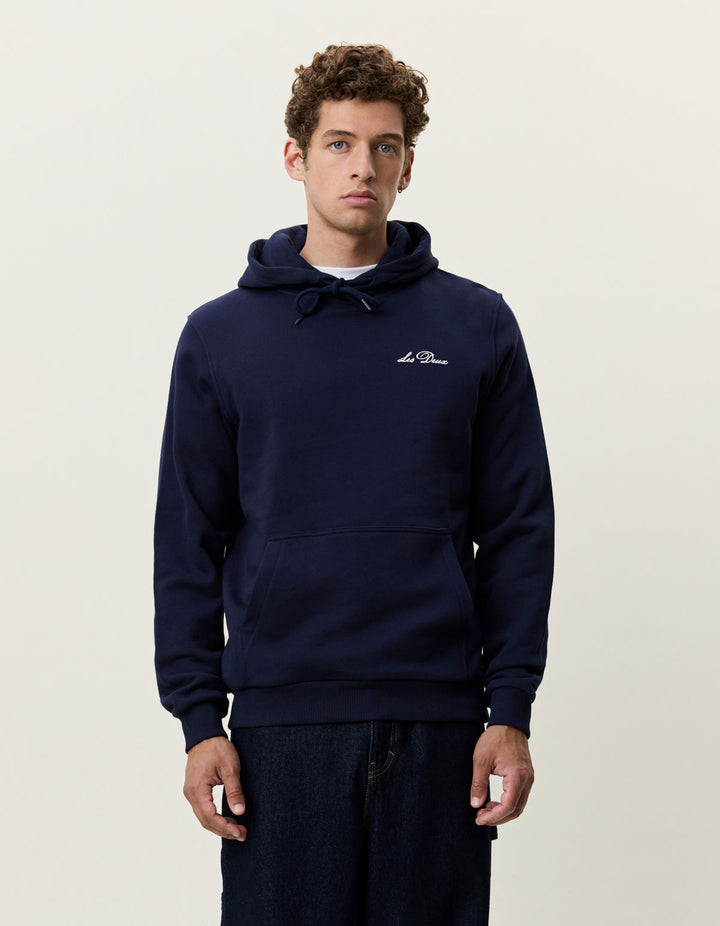 Signature Print Hoodie Dark Navy Blue