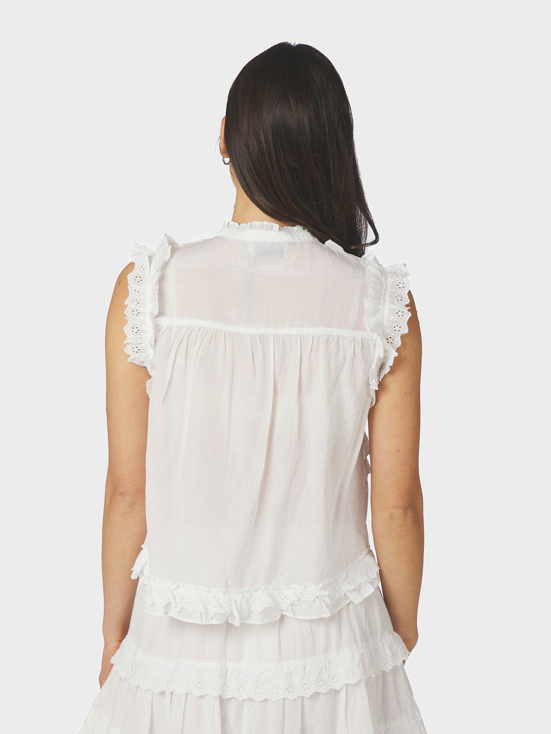 Celia Ruffle Top  White