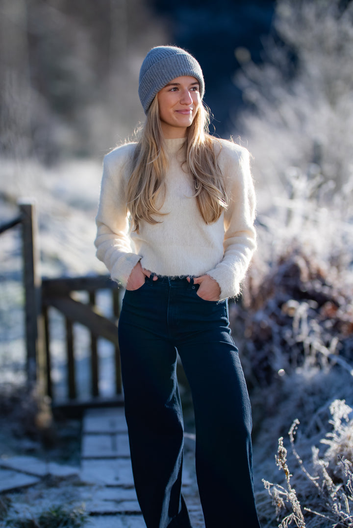 Hairy knit fitted sweater  Off White